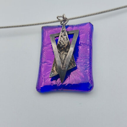 045 Fused Glass Pendant With Silver Magen David