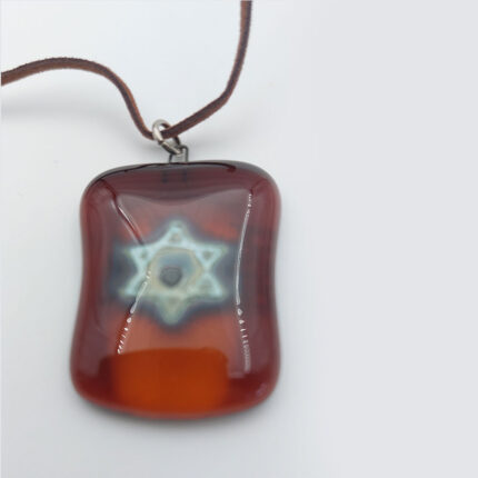 046 Fused Glass Pendant With Silver Magen David