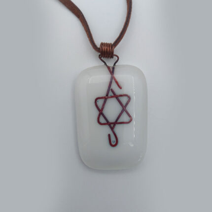 046 Fused Glass Pendant With Copper Magen David