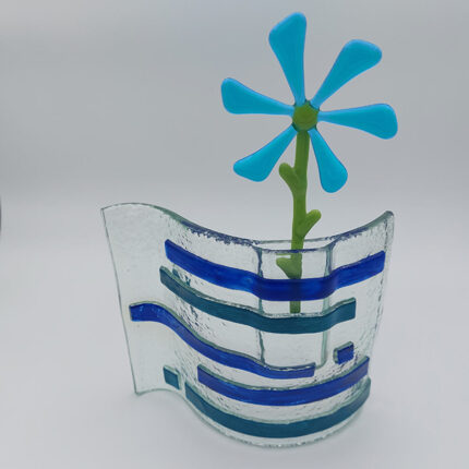 0006 Fused Glass Stand For Turquoise Flower