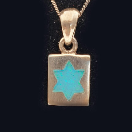 925 Sterling Silver Handmade With Turquoise Opal Star Of David